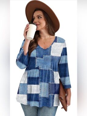 OFEEFAN 3/4 Length Sleeve Womens Tops 2026 Blouses for Women Dressy Casual Fashi